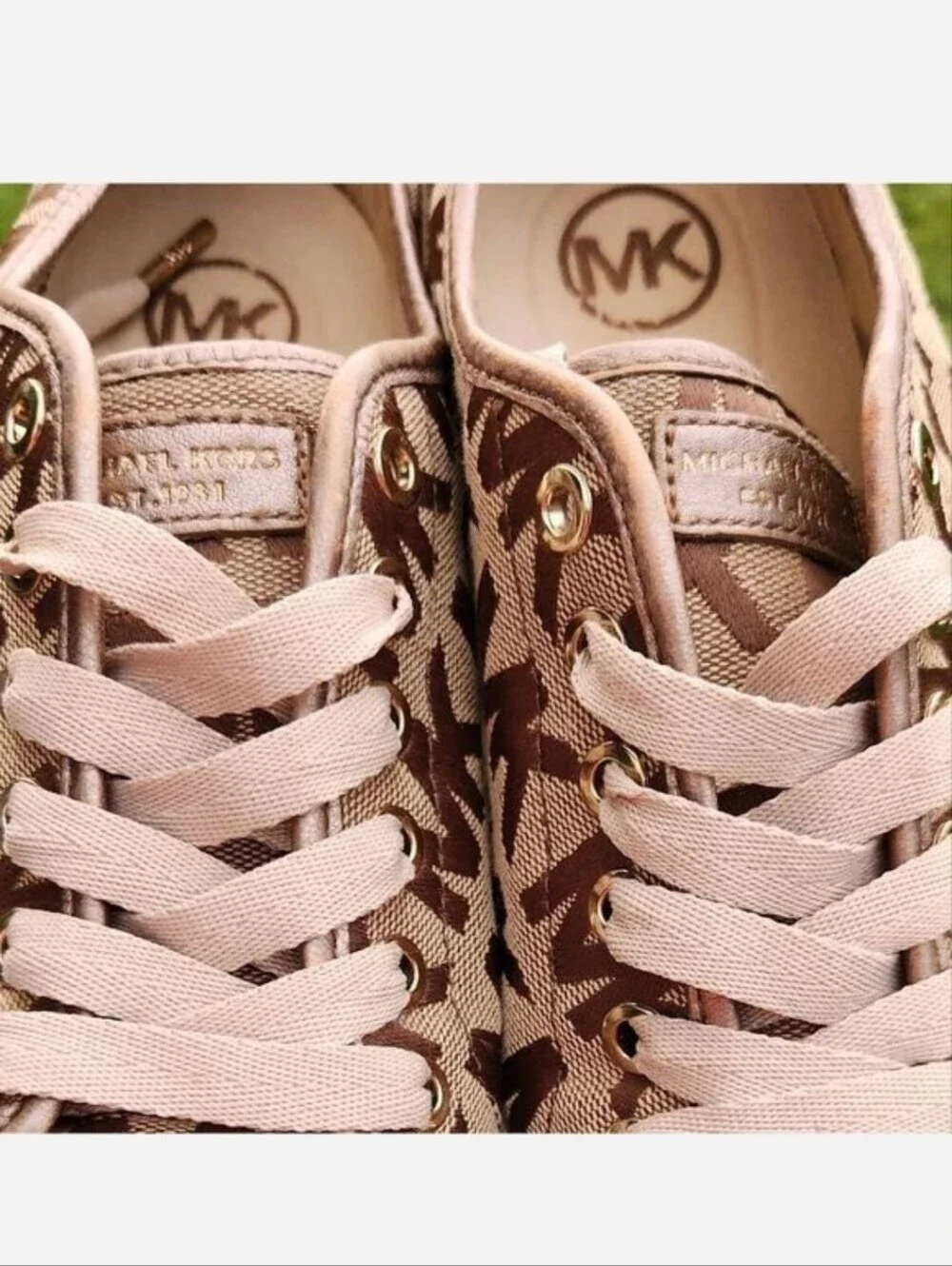 Michael Kors Rose Gold Logo-Print Low Top Sneakers